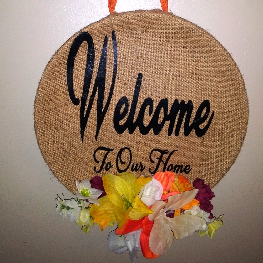 Welcome To Our Home Handmade Door Hanger Sign